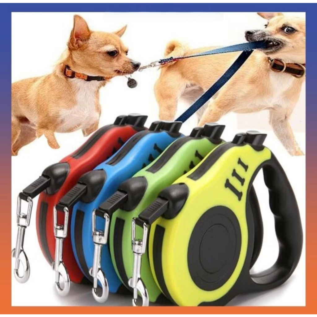 stock Retractable dog leash สายจูงสุนัขแบบยืดหดได้ สายจูงสัตว์เลี้ยง สายจูงแมว หมา สุนัข ระบบเบรคอัตโนมัติ