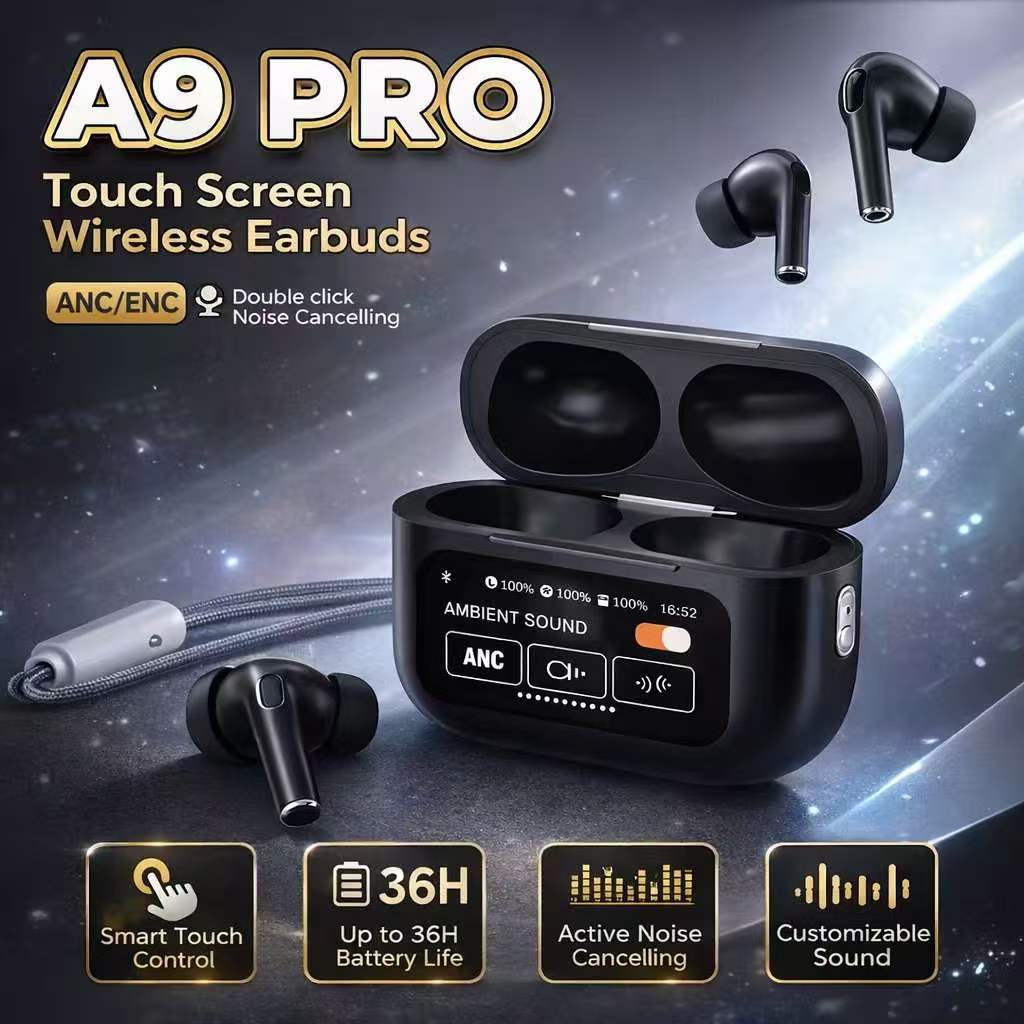A9 PRO Tws หูฟังบลูทูธโปร่งใสพร้อมจอแสดงผลดิจิตอล LED หูฟังอินเอียร์ไร้สาย