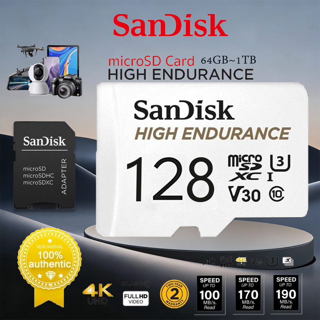 Sandi High Durability 32GB 64GB 128GB 256GB microSD Card (SDSQQNR) หน่วยความจํากล้องติดรถยนต์กล้องวงจรปิด