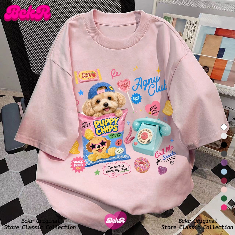 【จัดส่งตลอด 24 ชั่วโมง】 BCKRลายน้องหมาน่ารัก คอกลม เสื้อ oversize ชุดหน้าร้อน ผู้หญิง tshirt YG6425