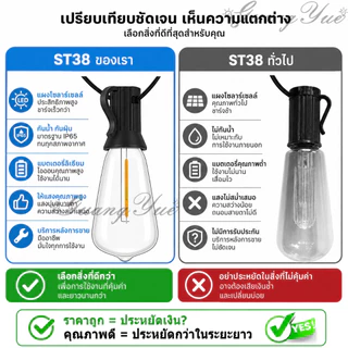 ST38 ไฟปิงปอง โซล่าเซลล์ LED กันน้ำ IP65 ไฟแต่งสวน ไฟประดับสวน ไฟแขวนกลางแจ้ง สำหรับระเบียง ลานบ้าน ร้านอาหาร