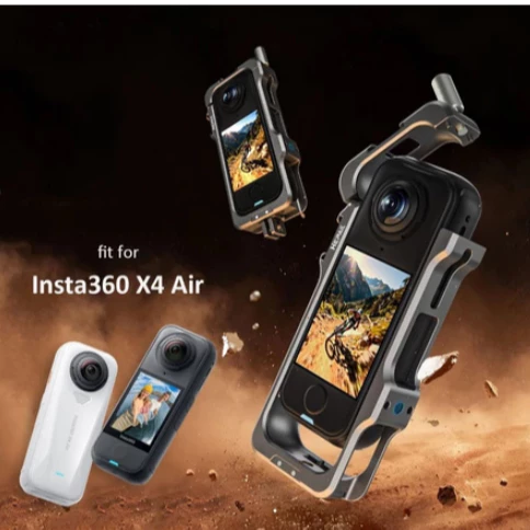 Insta360 X4 Air Cage อลูมิเนียมอัลลอยด์กรงกล้องแอคชั่นขยายกรอบป้องกัน + ฝาครอบเลนส์ซิลิโคน thumbnail 6