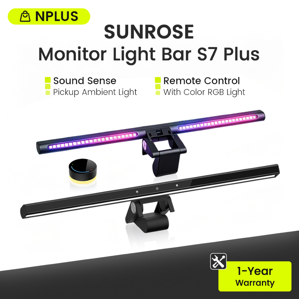 SUNROSE ไฟติดจอคอม RGB รีโมทไร้สาย ปกป้องสายตา Monitor Light Bar ไฟหน้าจอคอม โคมไฟ LED หน้าจอคอม โคมไฟหน้าจอคอม โคมไฟแขวนจอคอมพิวเตอร์ Screen Bar