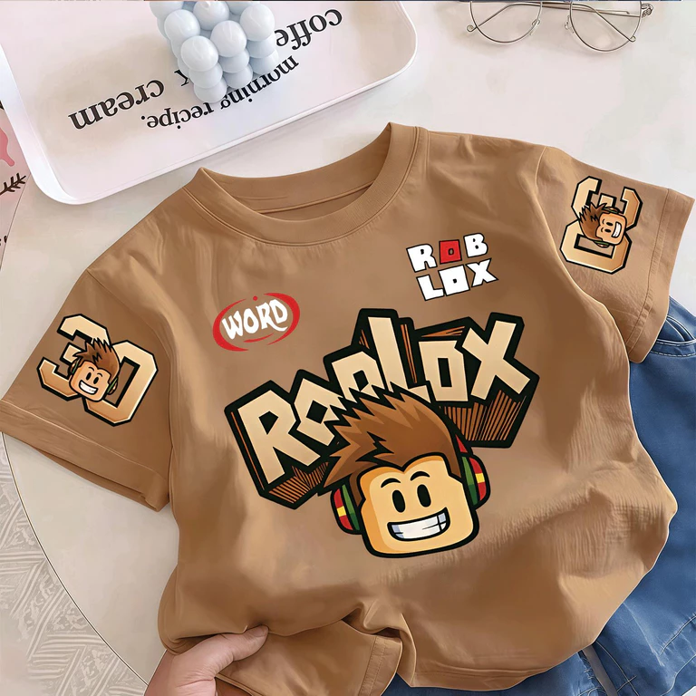 NASA เสื้อยืดเด็กแขนสั้น พิมพ์ลาย ROBLOX สุดฮิตประจำปี 2026 ผ้าฝ้าย 100% ระบายอากาศดี เหมาะสำหรับเด็กอายุ 1-12 ปี