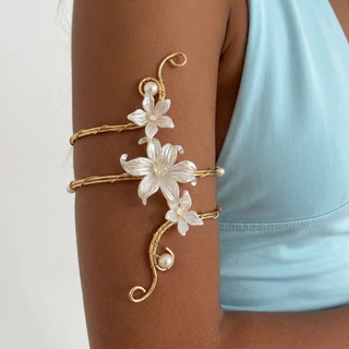 แฟชั่น Boho ดอกไม้ดอกไม้สร้อยข้อมือกําไลข้อมือสายรัดข้อมือโลหะ Armband Lucky เครื่องประดับสําหรับผู้หญิงวันหยุดของขวัญ
