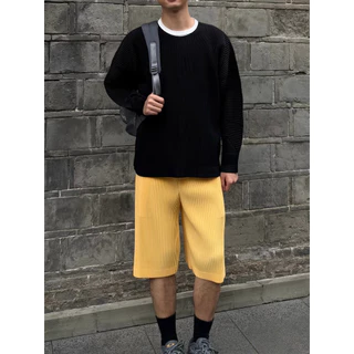 มิยาเกะ จีบเสื้อผ้าผู้ชายข้อบกพร่องทุกชนิดของฤดูใบไม้ร่วงเสื้อกางเกงหลากหลายขนาดเล็กออกไม่ตรงกันปกติสวมใส่จิตใจไม่ยิง