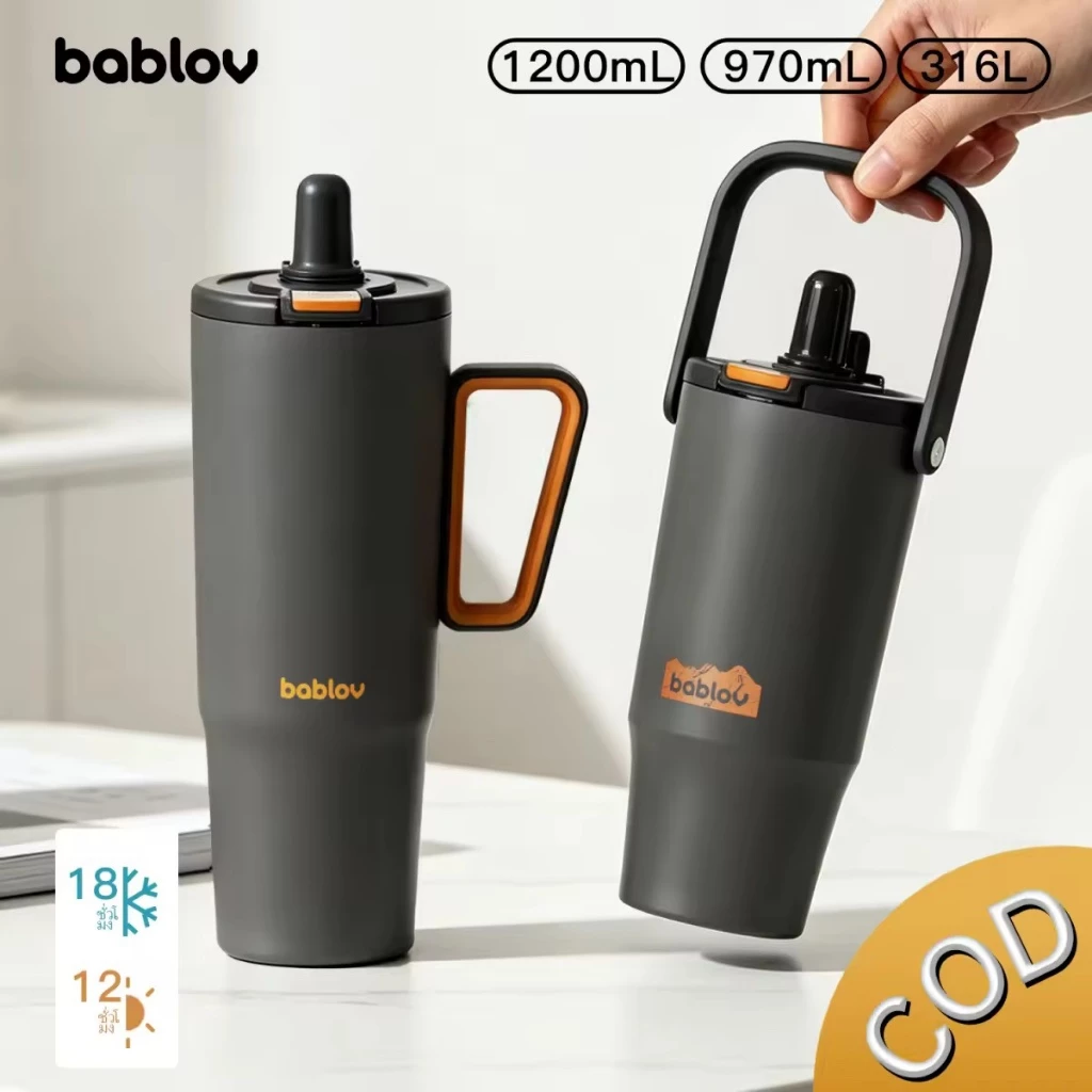 Bablov บาลอฟ 970มิลลิลิตร1200มิลลิลิตรบิ๊กแก้วที่มีการจัดการ316สแตนเลสสูญญากาศฉนวนขวดขนาดใหญ่ถังน้ําแข็งถ้วยรั่วซึมขวดน้ําสําหรับเครื่องดื่มเย็น