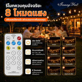ST38 ไฟปิงปอง โซล่าเซลล์ LED กันน้ำ IP65 ไฟแต่งสวน ไฟประดับสวน ไฟแขวนกลางแจ้ง สำหรับระเบียง ลานบ้าน ร้านอาหาร