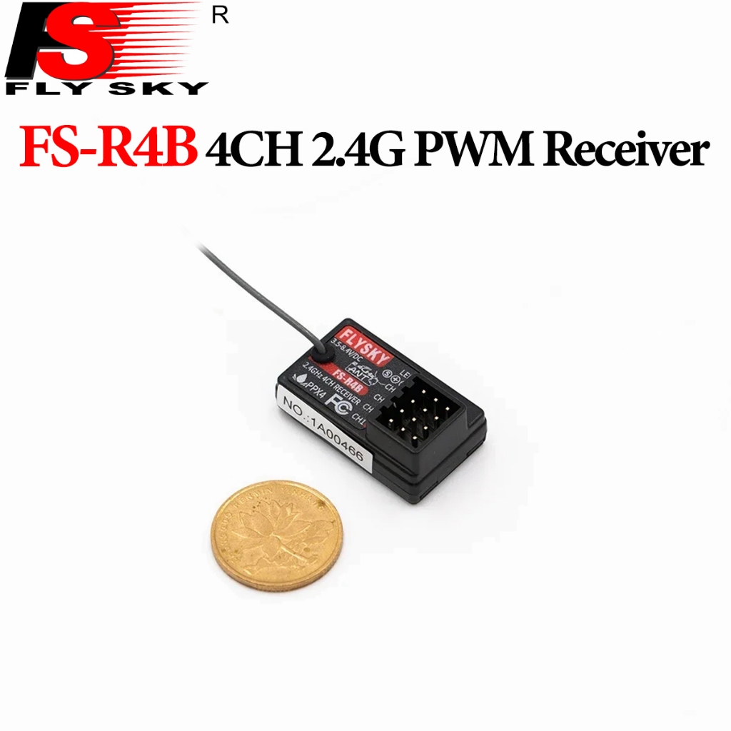 Flysky FS-R4B 4CH 2.4GHz ANT เสาอากาศเดี่ยว Mini PWM Receiver 3.5-8.4V สําหรับ RC รถเรือเครื่องส่งสั