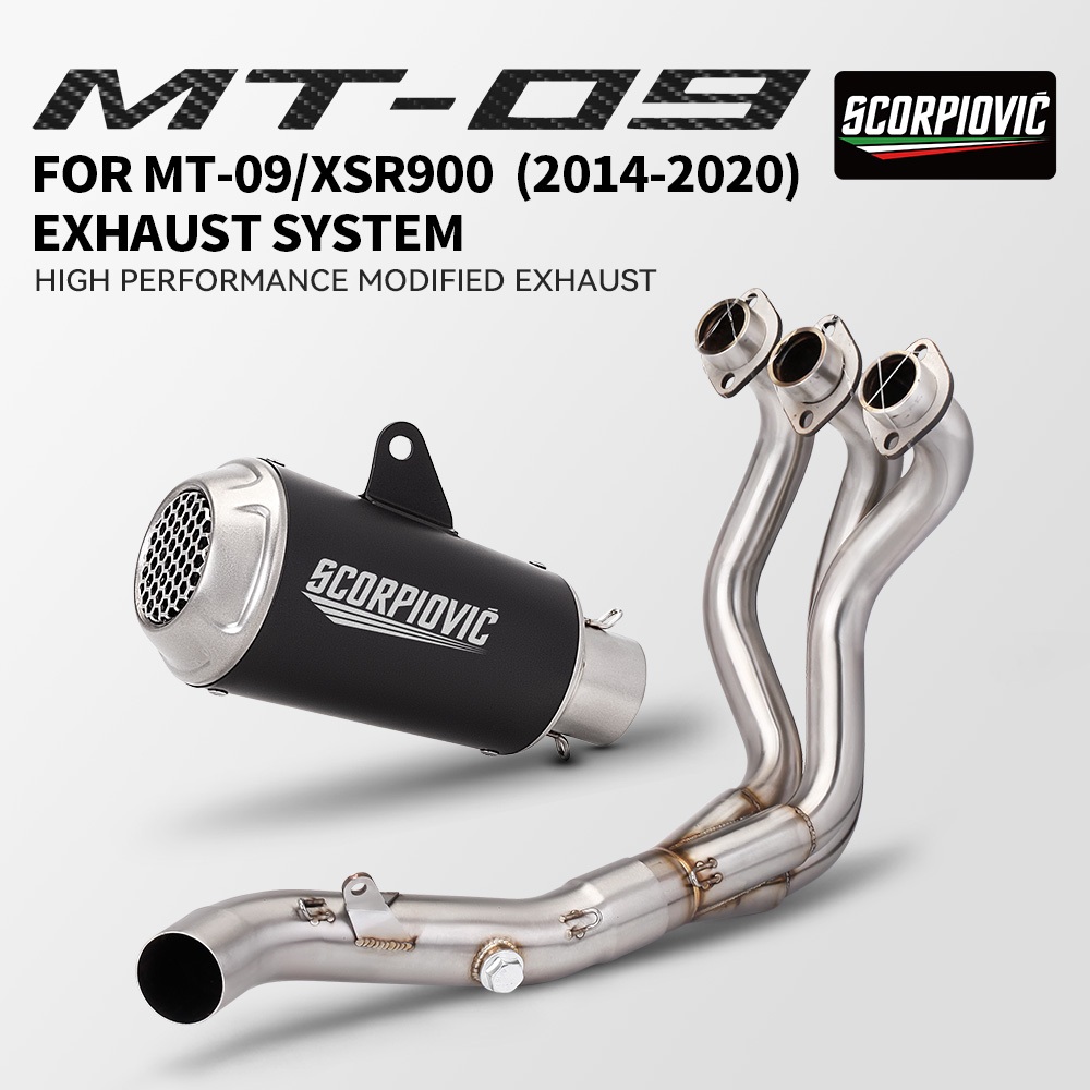 สําหรับ Yamaha MT09 MT-09 XSR900 LV10 51 มม.สแตนเลสด้านหน้าท่อไอเสีย Manifold Header ท่อเต็มระบบ
