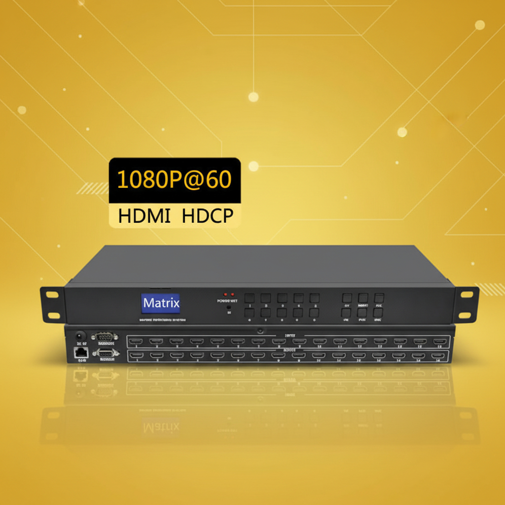 16X16 ตัวสลับ HDMI matrix 16 ใน 16 ออกสวิตช์ HDMI matrix พร้อมรีโมทคอนโทรลและ Web Gui และ APP