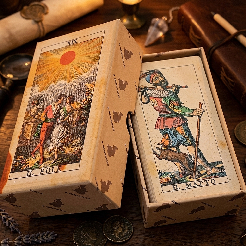 78 ชิ้นการ์ดคู่นูน 12*6 ซม. Tarot Suprafino 1830 Vintage Italian Tarot Deck ในกล่องแข็ง, การสืบพันธุ์ประวัติศาสตร์