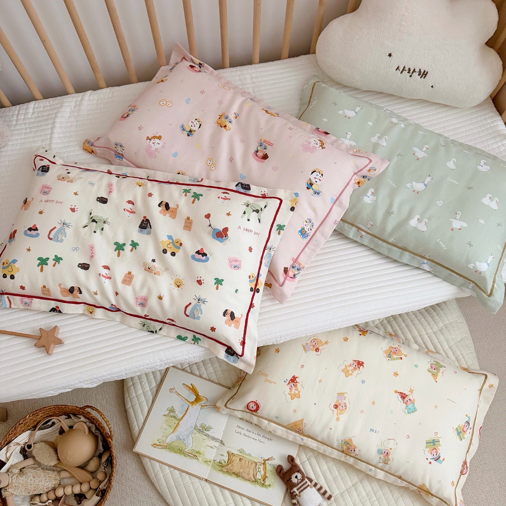 สัตว์พิมพ์เกรด A Double-layer ปลอกหมอนผ้าฝ้าย 100% การ์ตูนน่ารักเด็กซอง Pillowcover
