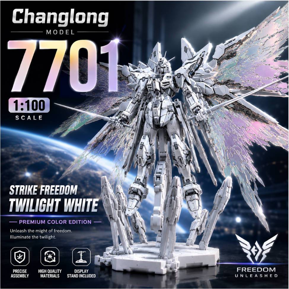 Changlong 7701 Strike Freedom Twilight สีขาว รุ่น 1:100 Scale Model Kit