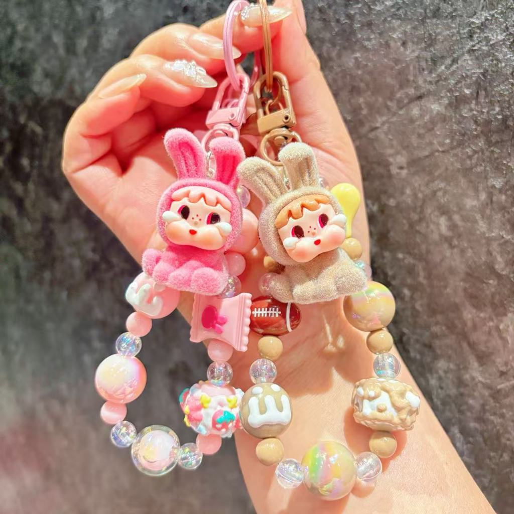 ใหม่ตุ๊กตาร้องไห้ตุ๊กตาโทรศัพท์โซ่ลูกปัดพวงกุญแจน่ารักการ์ตูนตุ๊กตาสาวหัวใจกระเป๋าโซ่จี้