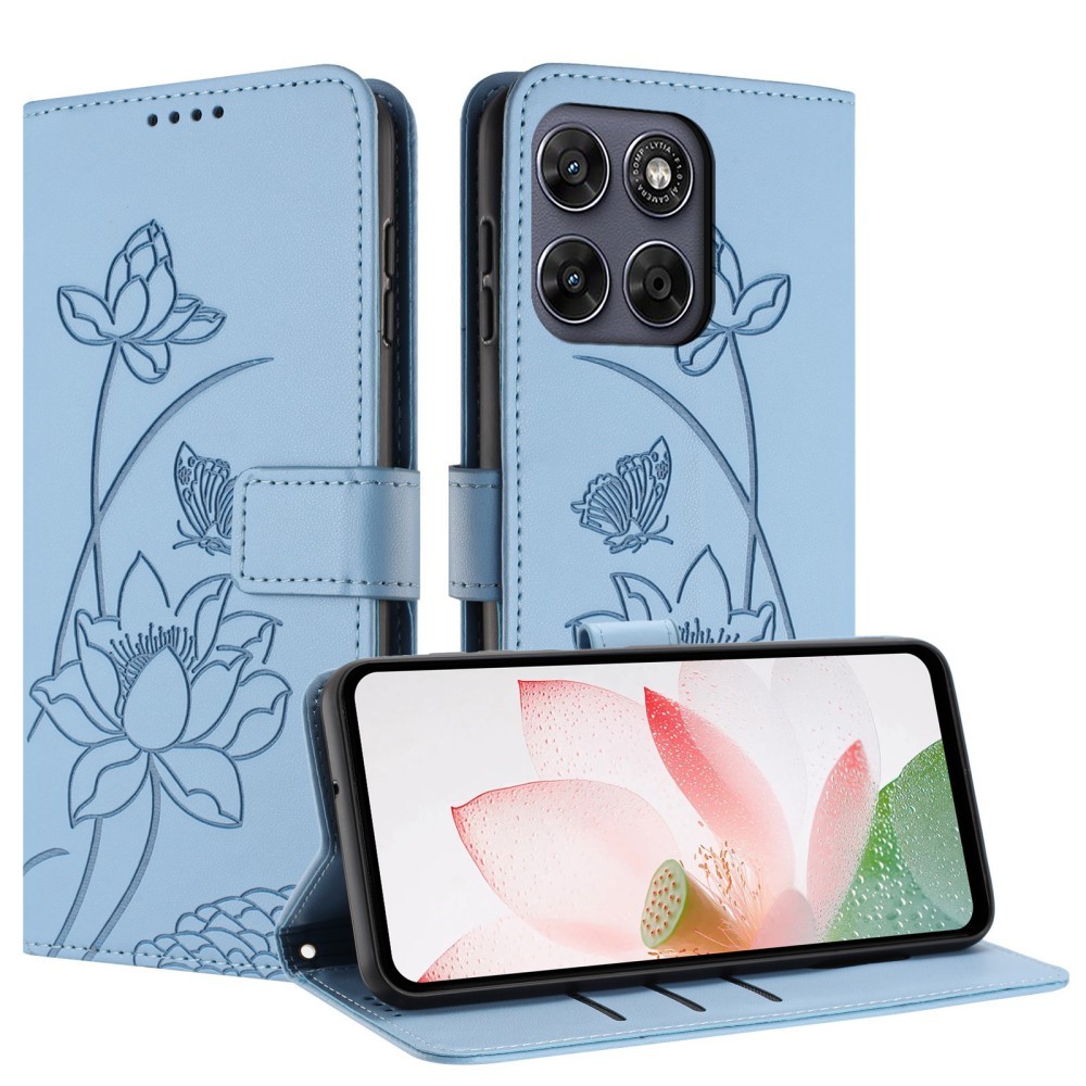 Lotus สําหรับ Motorola Moto Edge 50 NEO 60 Pro 7O Fusion 5G Flap Pu หนังสีทึบเคสโทรศัพท์ช่องใส่การ์ด