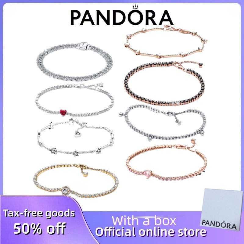 ขายร้อน 100% S925 เงินสเตอร์ลิง Pandora คู่สุภาพสตรี DIY ของขวัญวันเกิดสร้อยข้อมือเพชร