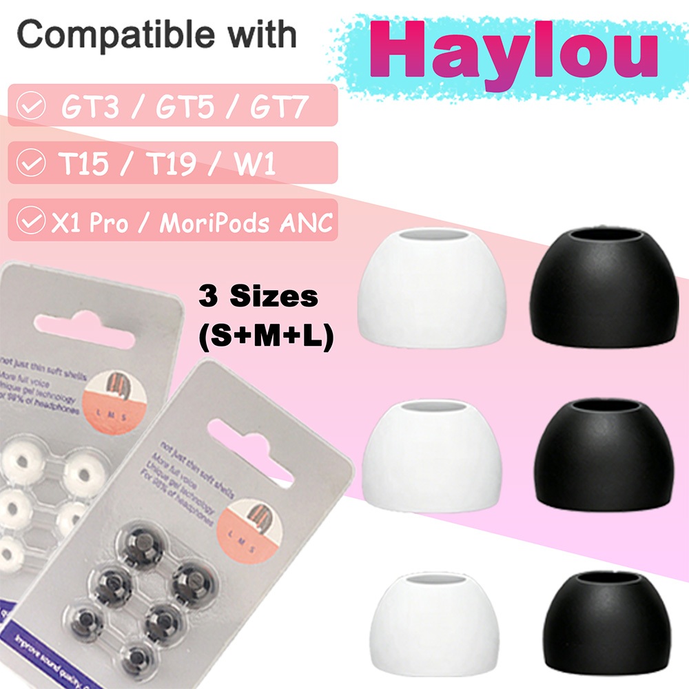 สําหรับ Haylou GT3 GT5 GT7 T15 T19 W1 X1 Pro MoriPods ANCSoft ซิลิโคนเคล็ดลับหู S/M/L