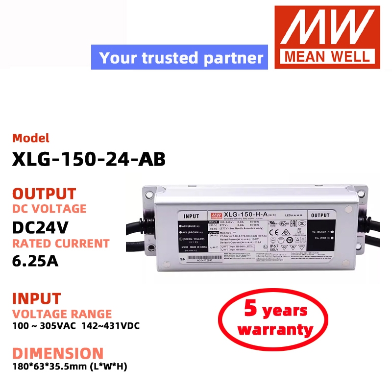 MEAN WELL XLG-150-12-A/150-24-A/150-LA/AB XLG-150-MA/AB XLG-150-HA/AB LED ไดร์เวอร์แหล่งจ่ายไฟ MEANW