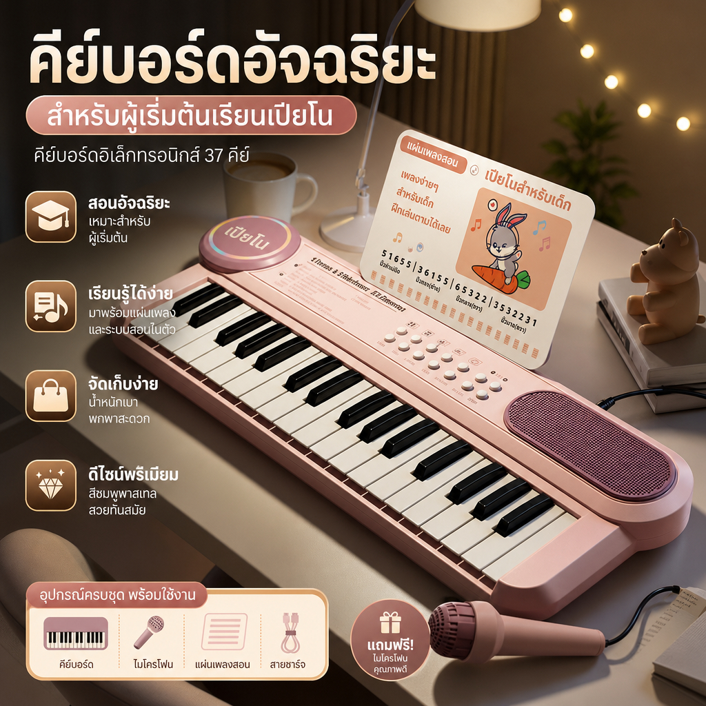 เด็กมัลติฟังก์ชั่เปียโนขนาดเล็กไมโครโฟนแบบพกพาเปียโนอิเล็กทรอนิกส์เด็กเริ่มต้นเปียโนของเล่นต้นการศึกษาเครื่องดนตรี