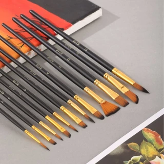 ชุดแปรงไนล่อน12ชิ้น-แปรงจิตรกรรมศิลปินมืออาชีพเหมาะสําหรับสีน้ําภาพวาดสีน้ํามันและภาพวาดอะคริลิ-อุปกรณ์ศิลปะสําหรับผู้เริ่มต้น