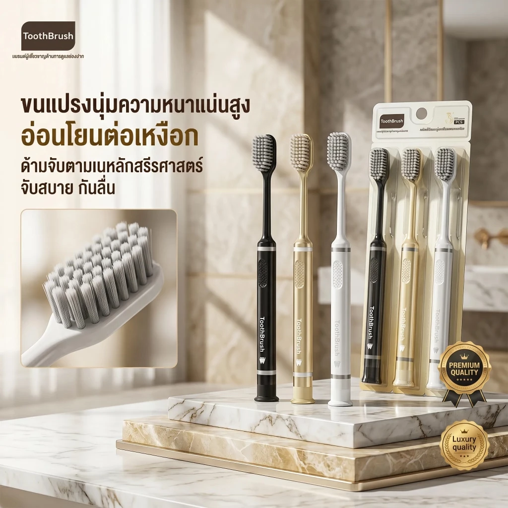 แปรงสีฟันขนนุ่มพิเศษ สำหรับผู้ใหญ่ แพ็คครอบครัว