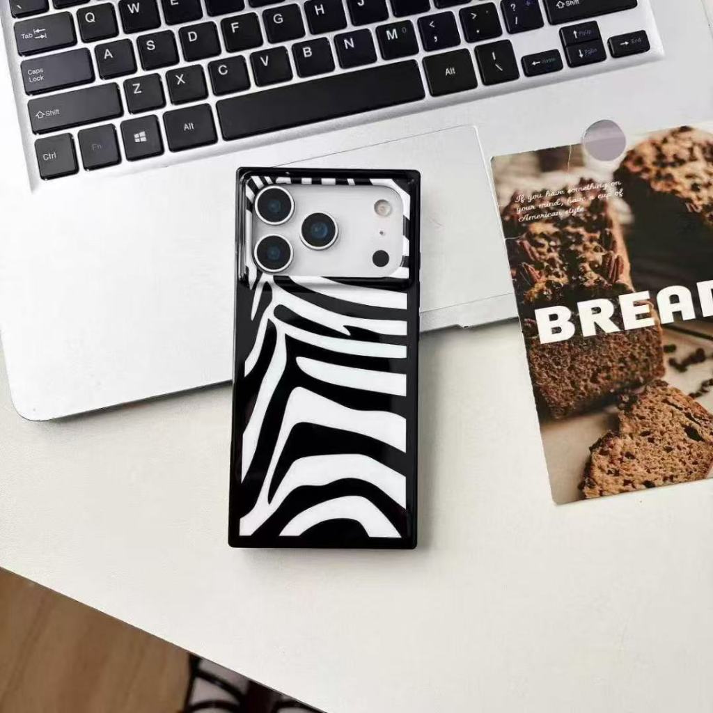 เคสโทรศัพท์ลายม้าลายทรงสี่เหลี่ยม iPhone17 12ProMax/13/14/15/16Pro/16ProMax เคสนิ่ม