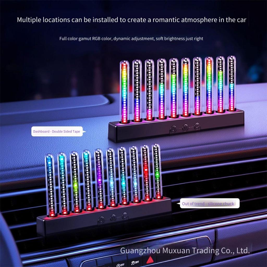 รถ LED ควบคุมเสียงแสง RGB รถกระบะเพลงจังหวะ Ambient Light USB ชาร์จ Pickup Light Bar