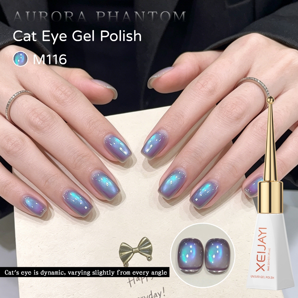 XEIJAYI 10ml-สไตล์ใหม่สีเทาโทนสีม่วงCats Eye Gelยาทาเล็บ,ส่องแสงยาวนาน,เหมาะสําหรับทุกสีผิว