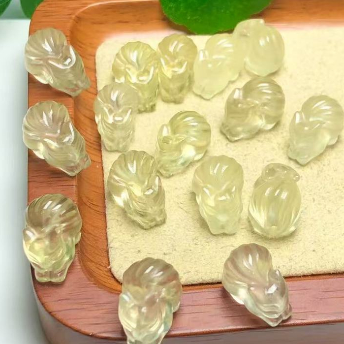 ธรรมชาติ Citrine Papa Fox ประมาณ 15 มม.หัวหาง Through Hole แกะสลักชิ้นคริสตัล Hand-Made เครื่องประดับ diy อุปกรณ์เสริม Simple All-Match ของขวัญ