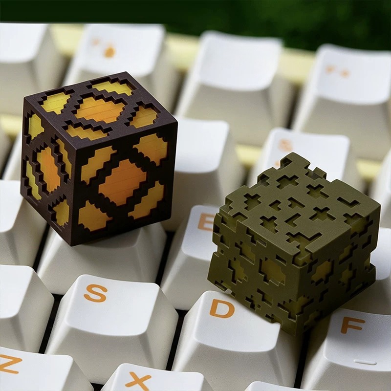 -LW- Minecraft Fluorite โคมไฟเรซิ่น Keycaps ที่กําหนดเองคีย์บอร์ดส่วนบุคคล Keycaps HE คีย์บอร์ด Keycap