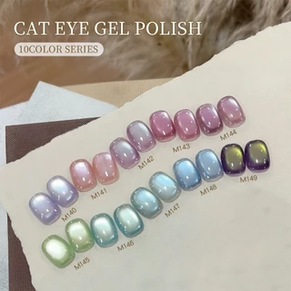 XEIJAYI 10ml - ยาทาเล็บเจลสีเขียวอ่อนและม่วงองุ่นแบบแคทอาย เหมาะสำหรับทุกฤดูกาล