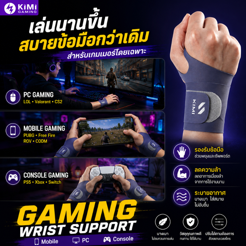 Wrist Support ผ้ารัดข้อมือเกมเมอร์ เล่นเกมนาน ข้อมือไม่ล้า รองรับ Mobile PC Console