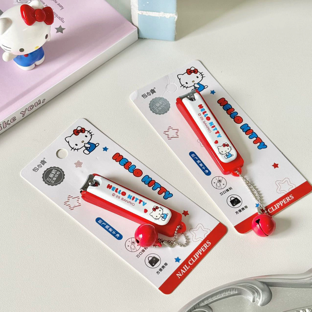 OHAYA |Hello Kitty Sanrio กรรไกรตัดเล็บหญิงน่ารัก Splash-proof กรรไกรตัดเล็บนักเรียนเดี่ยว