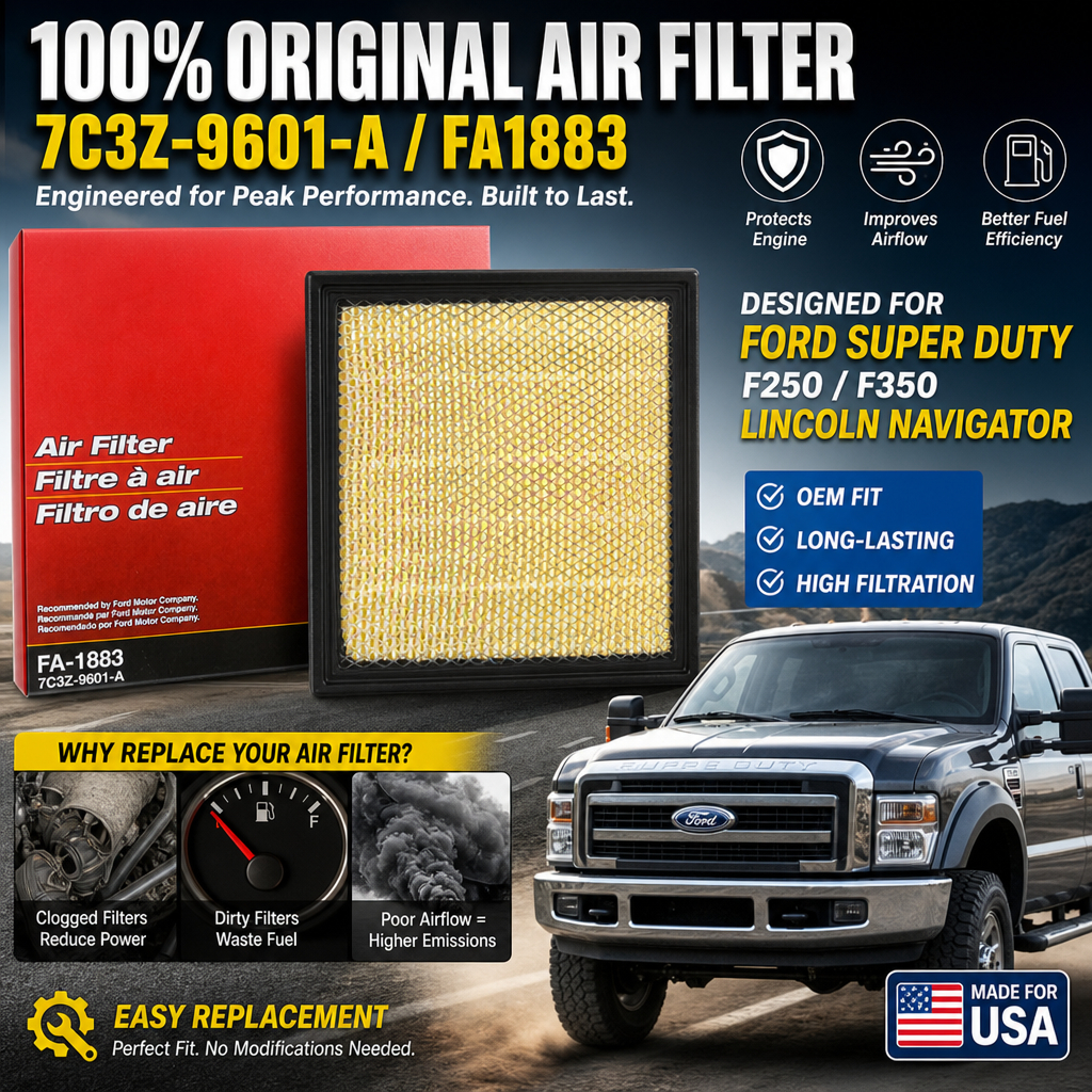 ไส้กรองอากาศของแท้ 100% 7C3Z-9601-A FA1883 FORD F-150 F250 F350 SUPER DUTY LINCLN NAVIGATOR 7C3Z-960