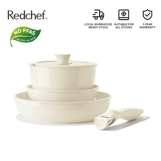 Redchef Removable Handle Series Nonstick Ceramic Rock Cookware Set 5Pcs/16Pcs No PFAS& PTFE& PFOA  Non Stick Pan Suitable for All Stoves
