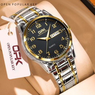 OPK Watch For Men Waterproof Original Stainless Steel Quartz Luminous Date Business Wristwatch 8110