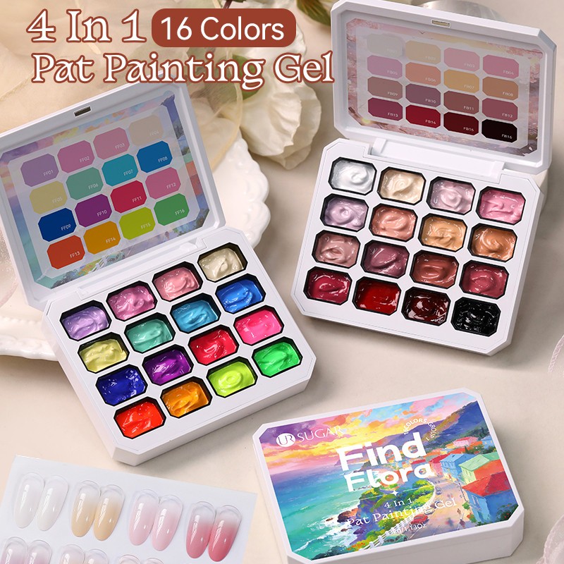 【Local】UR SUGAR 16 สีเล็บ Pat ภาพวาดเจล แห้งเร็ว ไม่ต้องเช็ด เล็บภาพวาดเจลสี-Drawing เปลี่ยนสี Soak Off เจลเคลือบเงา