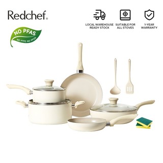 Redchef Sea Series Nonstick Ceramic Rock 12 Pcs Cookware Set Non PFAS&PTFE&PFOA Suitable for All Stoves Wok Frying Pan Induction Lid Saucepan Pot kitchenware