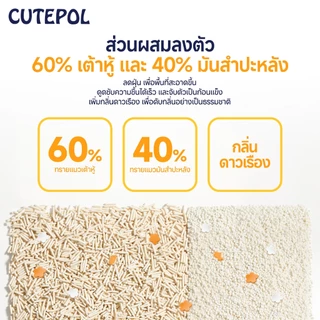 Cutepol 32 ลิตร ทรายแมวเต้าหู้ ผสมมันสำปะหลัง ออร์แกนิค100% จับตัวก้อนเร็ว ดับกลิ่นดี