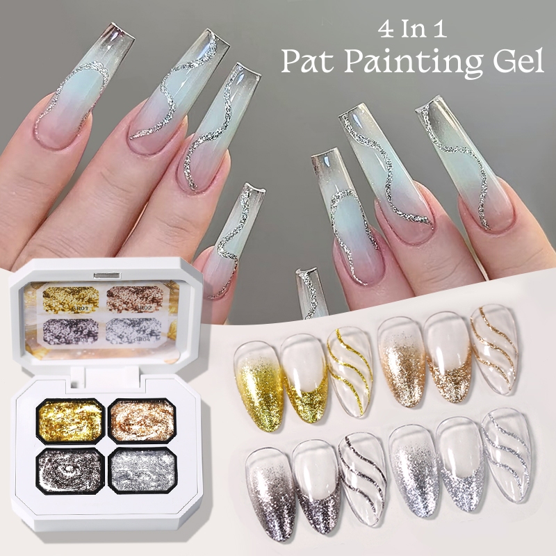 UR SUGAR Glitter Platinum Pat Painting Gel Polish Flash สะท้อนแสงประกายเจล UV LED เจลเคลือบเงา Gradient Pat เล็บเจล Palette