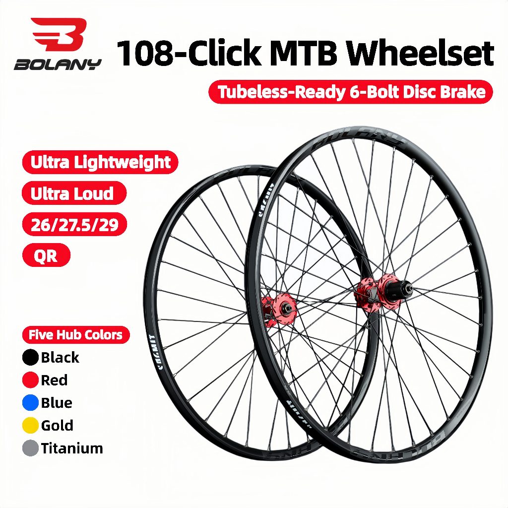 Bolany ชุดล้อ MTB 26/27.5/29 นิ้ว | น้ำหนักเบาพิเศษ เสียงดังชัด | 5 สีให้เลือก | ดุมจักรยานเสือภูเขา