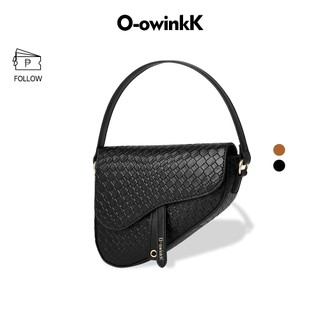 O-owinkK Women's Retro Woven PU Saddle Bag Versatile Hand Shoulder Crossbody Bag