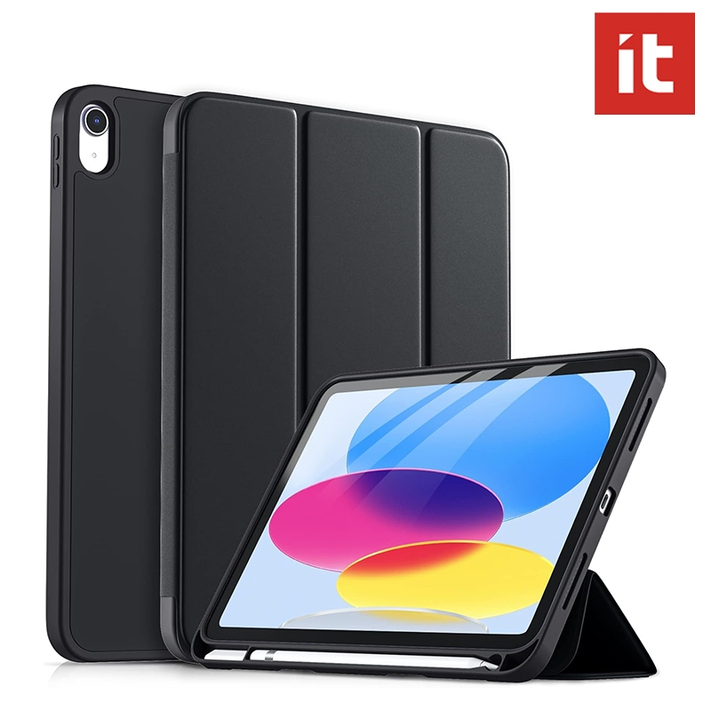 [it] เคสสําหรับ iPad 12 11(A16) 10 9 8 7 Pro 11" 10.9" Air 8 7 6 5 4 3 M4 M3 M2 Pro 11 M4 M5 พร้อมที่ใส่ดินสอ, Slim Trifold Stand ฝาครอบป้องกันพร้อม ด้านหลัง TPU แบบนุ่ม