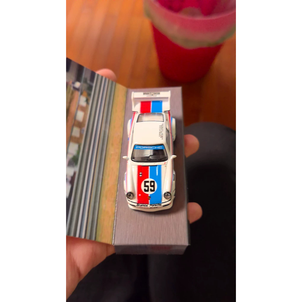 Schuco Schuco 1/64 รถโมเดลโลหะผสม Porsche 911 Turbo S LM GT No. 59 Tarmac Works Joint สีขาว แดง น้ํา