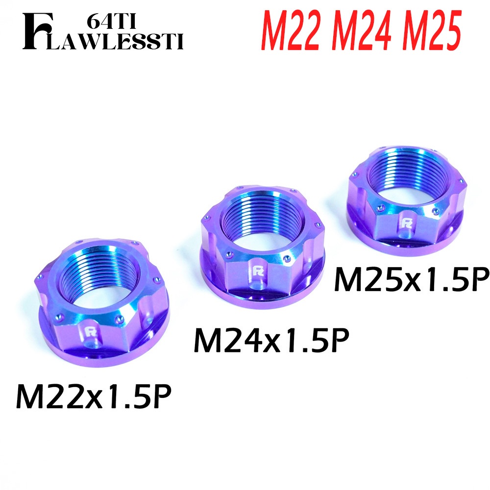 FLAWLESSTI M22 M24 M25 x1.5 Pitch Gr5 TitaniumNut ด้านหน้าด้านหลังเพลา Nut สําหรับ S1000RR Tmax 560 