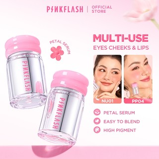 PINKFLASH MULTI-USE PETAL BLUSH POT PETAL SERUM BLENDABLE CLUMP FREE NON GREASY LIGHWEIGHT LASTING PIGMENTED LIQUID BLUSH