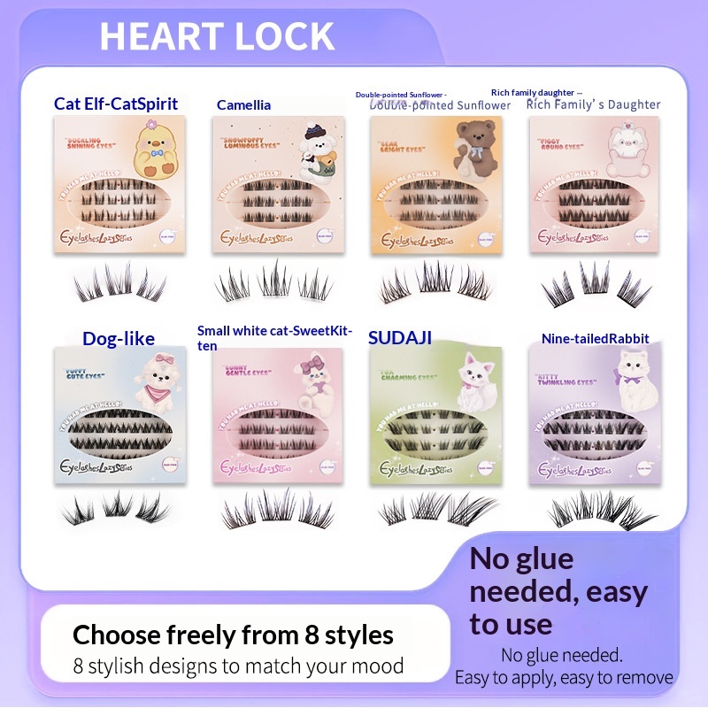 Glue-FreeRose Elf*GM New Update NO-NEED GLUE Series Eyelashes 9-13mm C curl, นํากลับมาใช้ใหม่, ติดง่ายและลบ, สูทสําหรับมือใหม่ที่มีแถบกาวแต่งหน้าทุกวัน