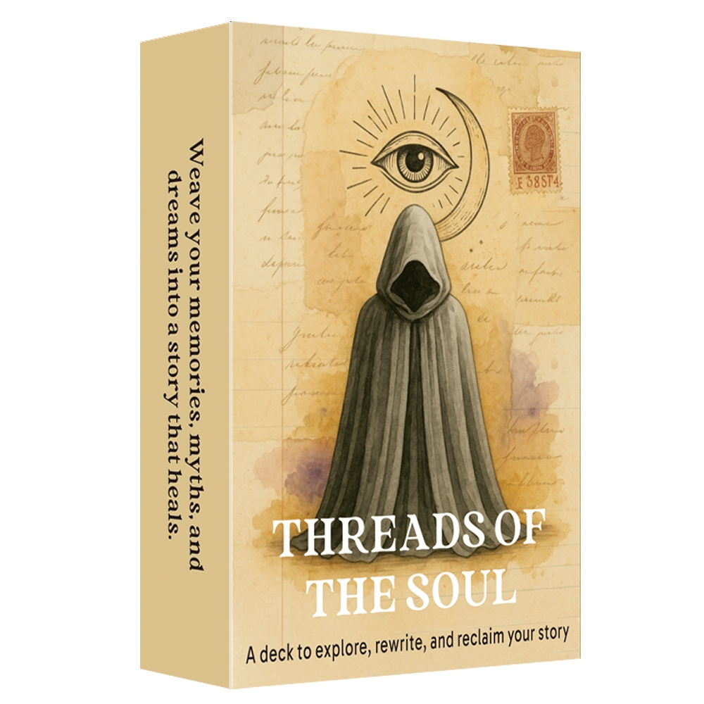 Threads of The Soul Oracle Deck การ์ดข้อความภาษาอังกฤษ 50 ใบ สไตล์สมุดคอลลาจ สำหรับการเขียนบันทึกและพัฒนาตัวเอง 12×8ซม.