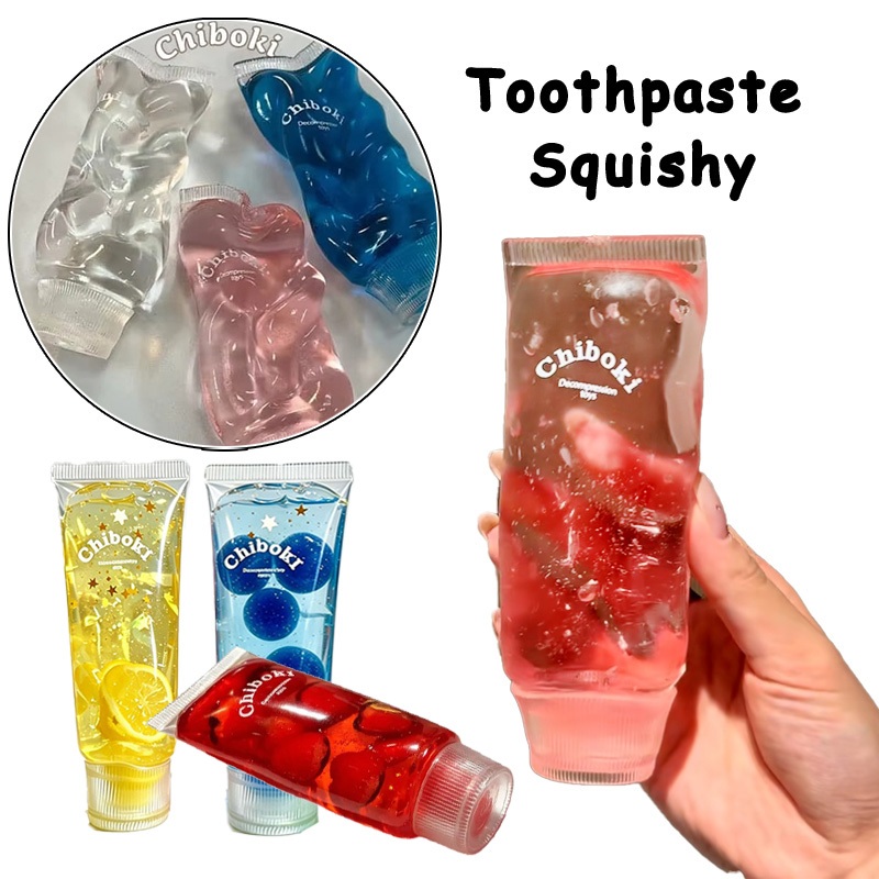 ยาสีฟันกลิตเตอร์ Squishy ASMR Toy Peach Strawberry Chiboki สกุชชี่ยาสีฟัน ของขวัญคลายเครียด